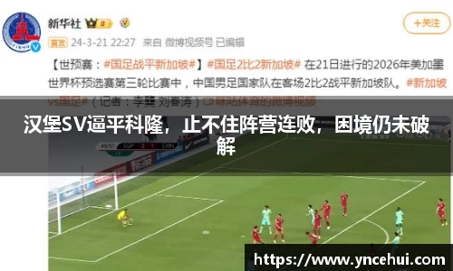 汉堡SV逼平科隆，止不住阵营连败，困境仍未破解