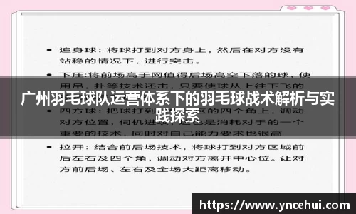 广州羽毛球队运营体系下的羽毛球战术解析与实践探索