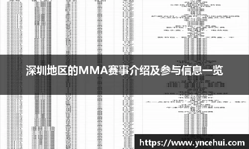 深圳地区的MMA赛事介绍及参与信息一览